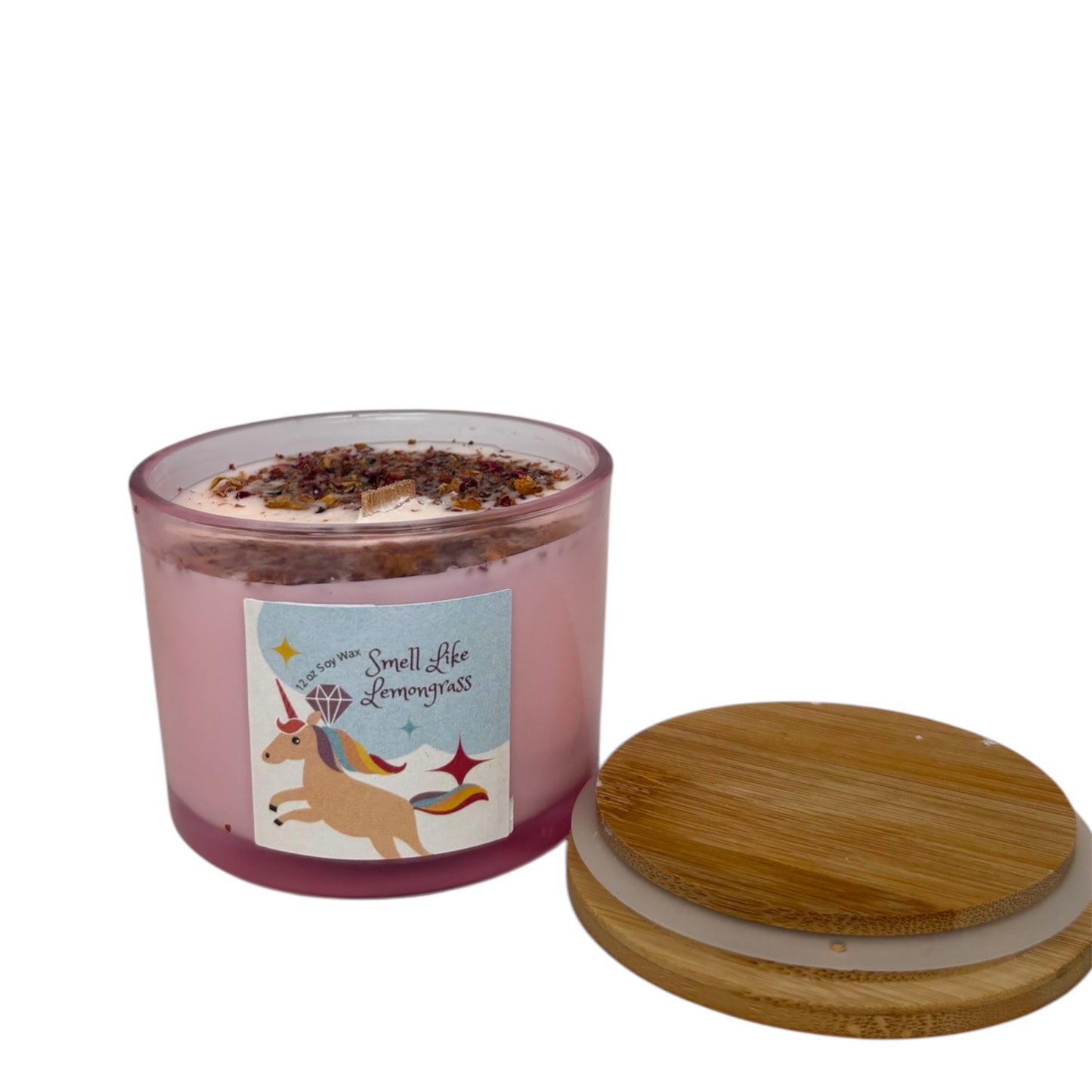 Smell Like Lemongrass Candle Infused with Rose's Pestles