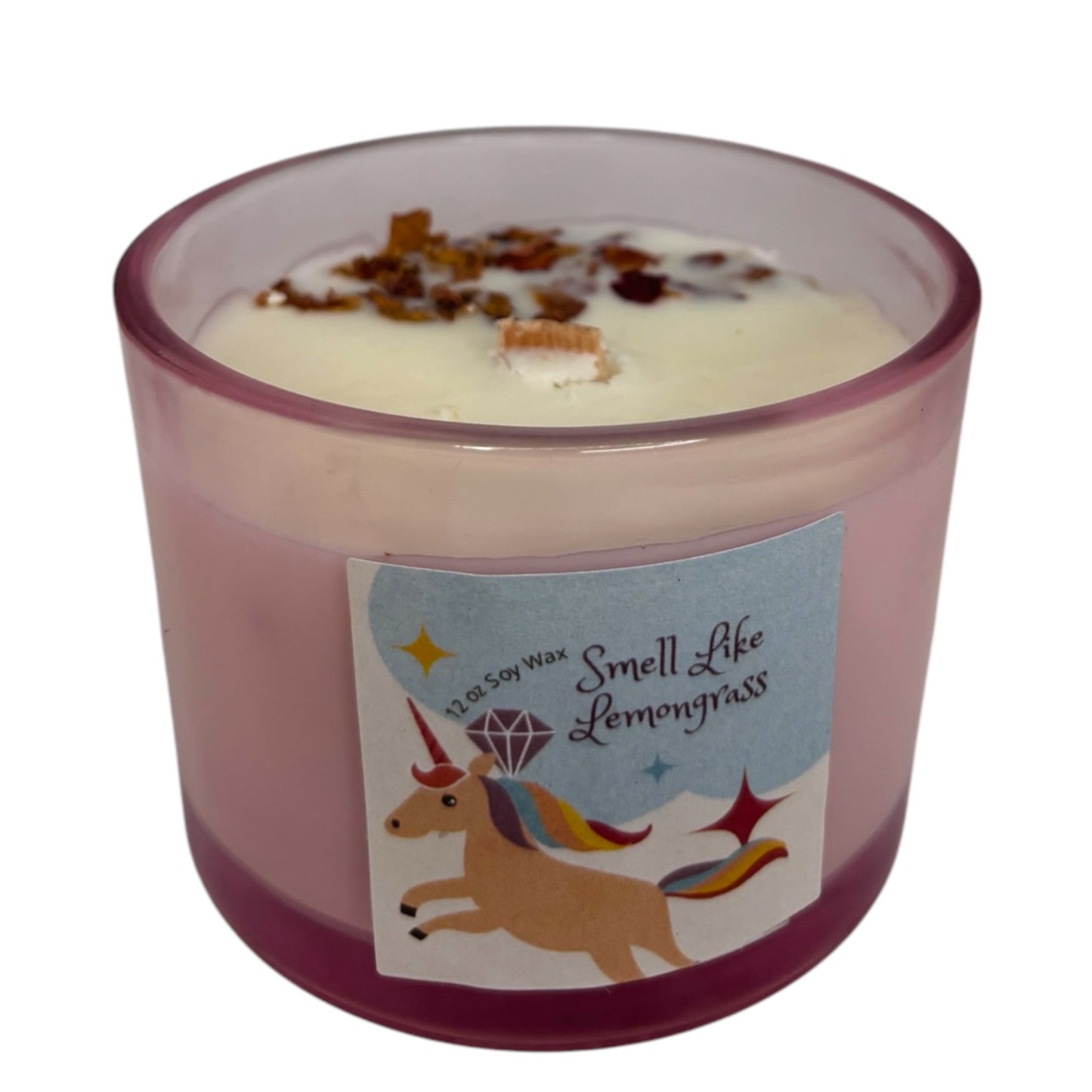 Smell Like Lemongrass*Lemon Soy- Wax Candle Infused with Rose Petals