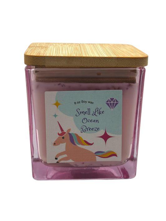 🌊 Ocean Breeze Rose-Infused Soy Candle – 9oz Unicorn Energy 🌹🕯